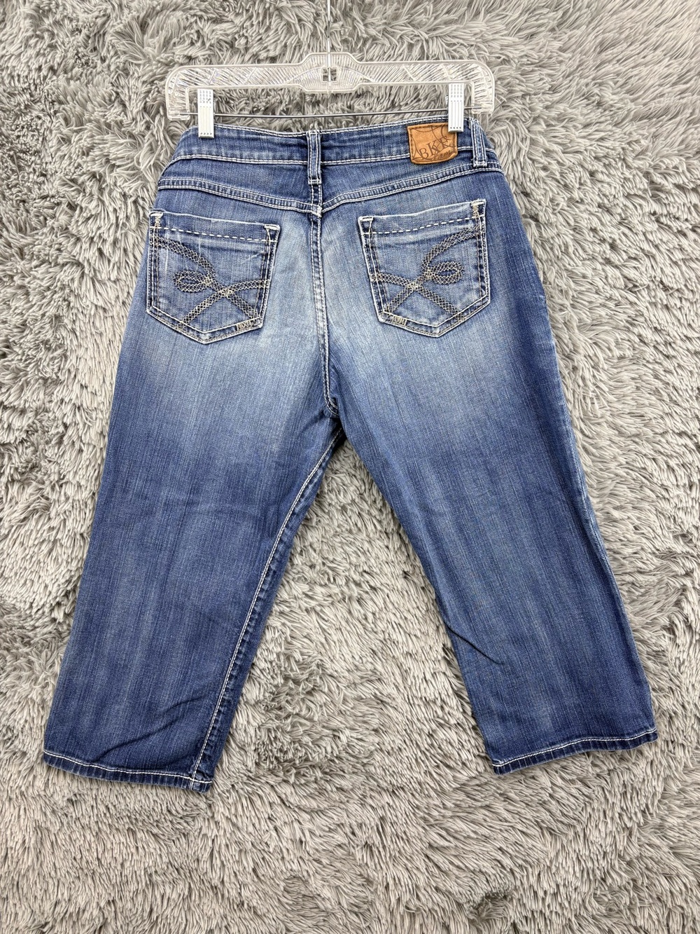 BKE Jeans Womens 31 Kate Capri Stretch Mid Rise Whiskered Medium Wash